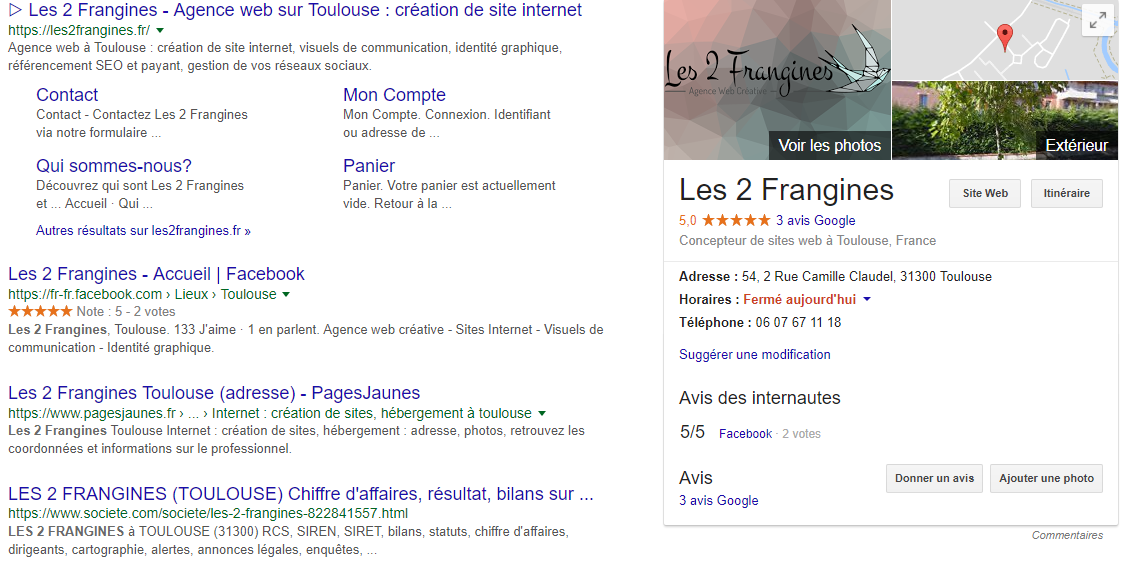 Referencement Recherche Google Les 2 Frangines