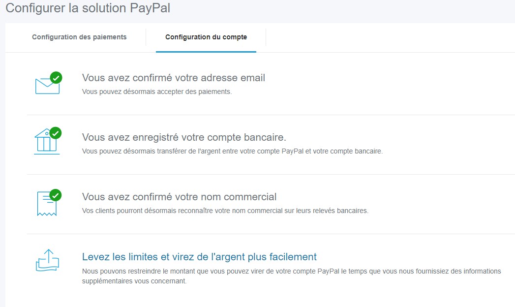 Compte PayPal - Configurer la solution PayPal